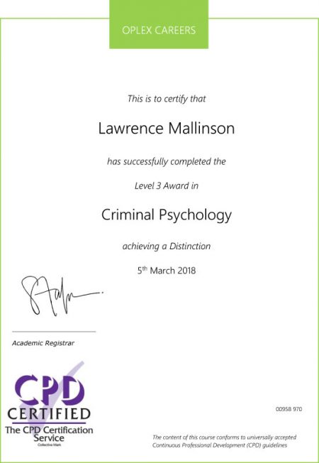 Criminal-Psychology Lawrence Mallinson